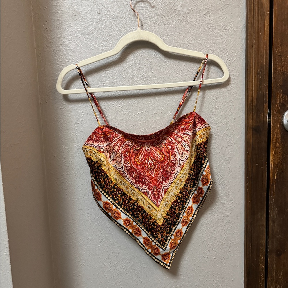 Princess Polly Red and Gold Paisley Camisole